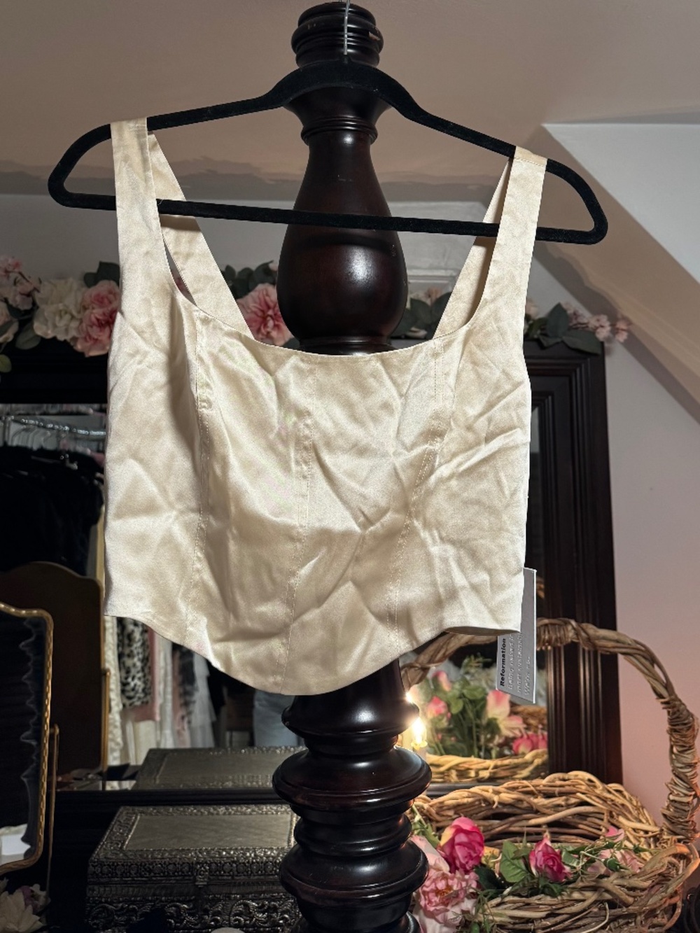 NWT Reformation crop top silk ivory 6